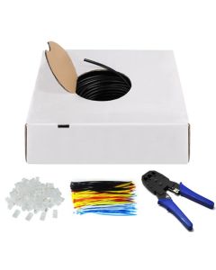 Cat 6 Outdoor Network Cable Set, U/UTP, svart, 100m papirboks med etikett