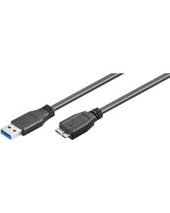 USB 3.0 Superspeed -kabel, svart, 1 m,