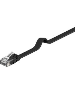 Cat 6 Flat Patch Cable, U/UTP, svart, 1m