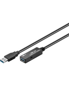 Aktiv USB 3.0 forlengelseskabel, svart, 5m