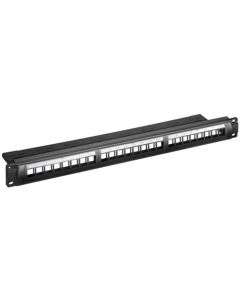 19 tommers patch -panel, 24 port, svart, papirboks med etikett
