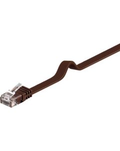 Cat 6 Flat Patch Cable, U/UTP, mørkebrun, 3m