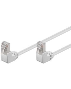 CAT 5E Network Cable 2x 90 ° vinklet, F/UTP, hvit, 0,25m