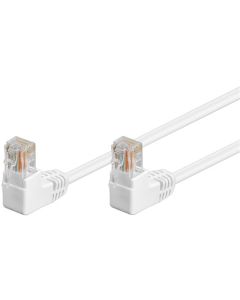 CAT 5E Network Cable 2x 90 ° vinklet, U/UTP, hvit, 5m