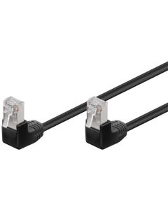 CAT 5E Network Cable 2x 90 ° vinklet, F/UTP, svart, 2m