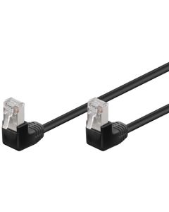 CAT 5E Network Cable 2x 90 ° vinklet, F/UTP, svart, 5m