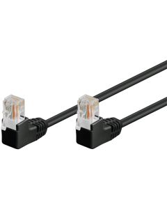 CAT 5E Network Cable 2x 90 ° vinklet, U/UTP, svart, 3m