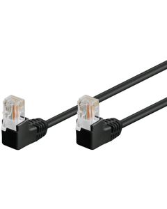 CAT 5E Network Cable 2x 90 ° vinklet, U/UTP, svart, 5m
