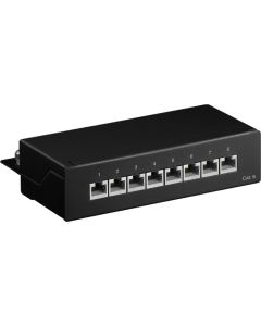 CAT 6 Mini Desktop Edition of Patch Panel, 8 Port, Black, Paper Box med etikett