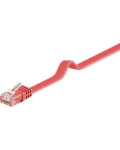 Cat 6 Flat Patch Cable, U/UTP, rød, 1m