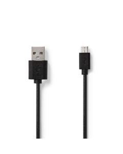 Nedis, USB-kabel USB-A He USB Micro-B he Nikkelplated 5,00m Round PVC Black Plack Book