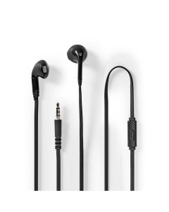 Nedis, kablede hodetelefoner 1,20 m rund kabel in-ear innebygd mikrofon svart