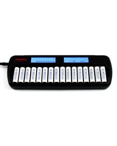 JAPCELL BC-1600-lader med LCD-skjerm - for 16 stk. AA / AAA batterier (ekskl. batterier)