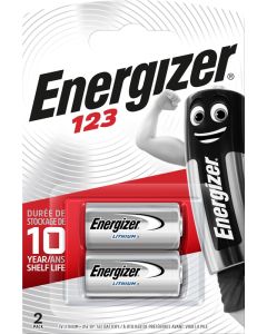 Energizer Lithium Foto / Alarm CR123 Batterier (2 Stk. Pakning)