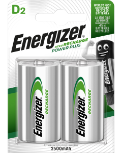 Energizer Recharge Power Plus D / NH50 2500mAh Batterier (2 Stk.)