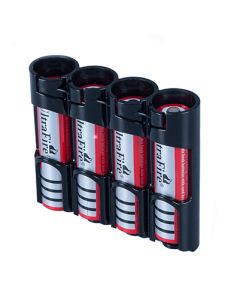 PowerPax batteriholder for 4 stk. 18650 batterier - svart