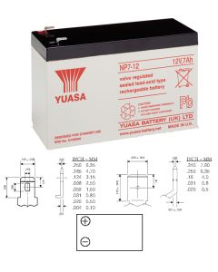 NP7-12 Yuasa Lead Battery - 12V 7AH (4,8mm)