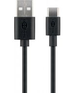 USB-C lading og datakabel, svart, 2m