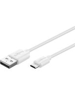 Micro USB -lading og datakabel, White 1M