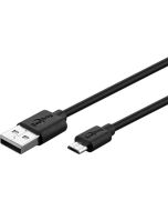 Micro USB -lading og datakabel, svart 1M