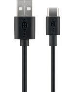 USB-C-lading og datakabel, svart 0,5m