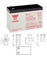 NP7-12 Yuasa Lead Battery - 12V 7AH (4,8mm)